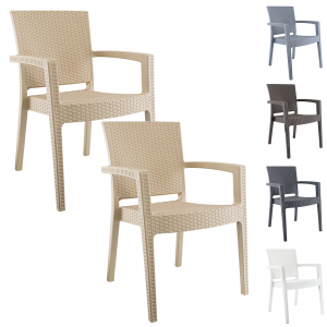 SET 2 SEDIE RATTAN CON BRACCIOLI DA MODIFICARE