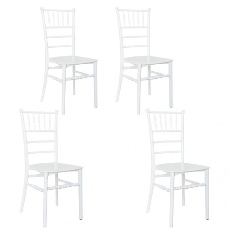 Set 4 Sedie di Chiavari Bianca Design Classico per Catering Chiavarina Vintage