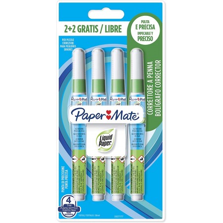 Confezione da 4pz Correttore a Penna Liquido Paper Mate Liquid NP10 7ml