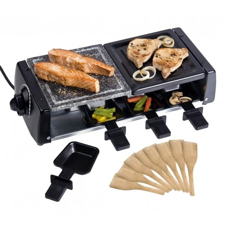 Raclette doppia cottura griglia e pietra antiaderente con 16 accessori 1200Watt